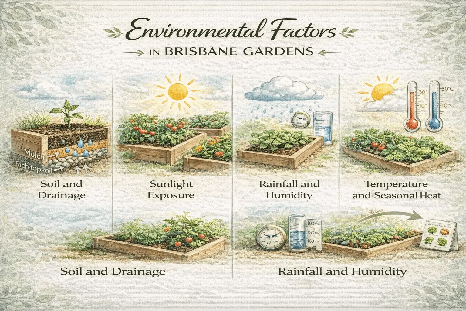 Environmental factors affecting plant growth in Brisbane subtropical gardens