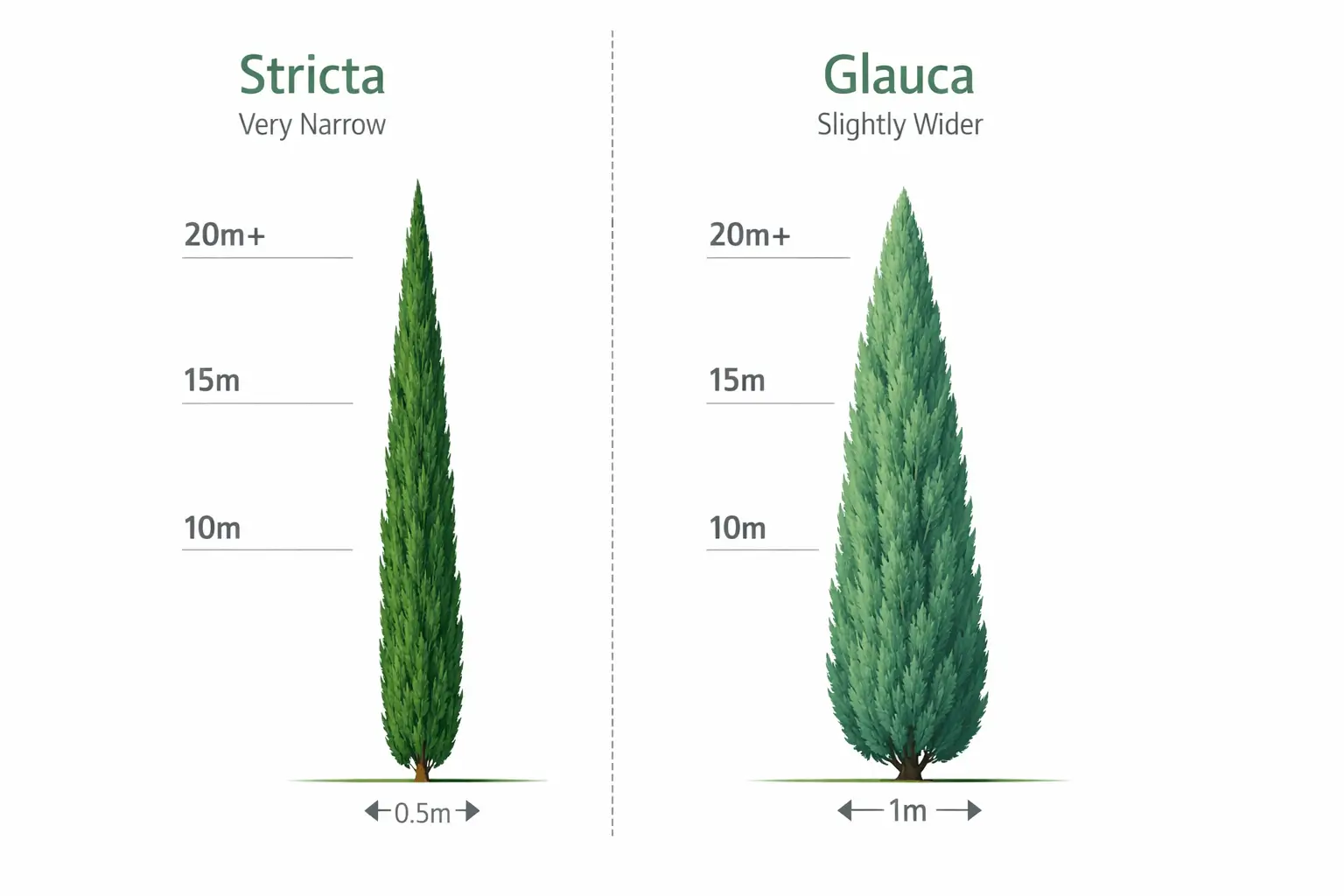 cupressus sempervirens stricta vs glauca