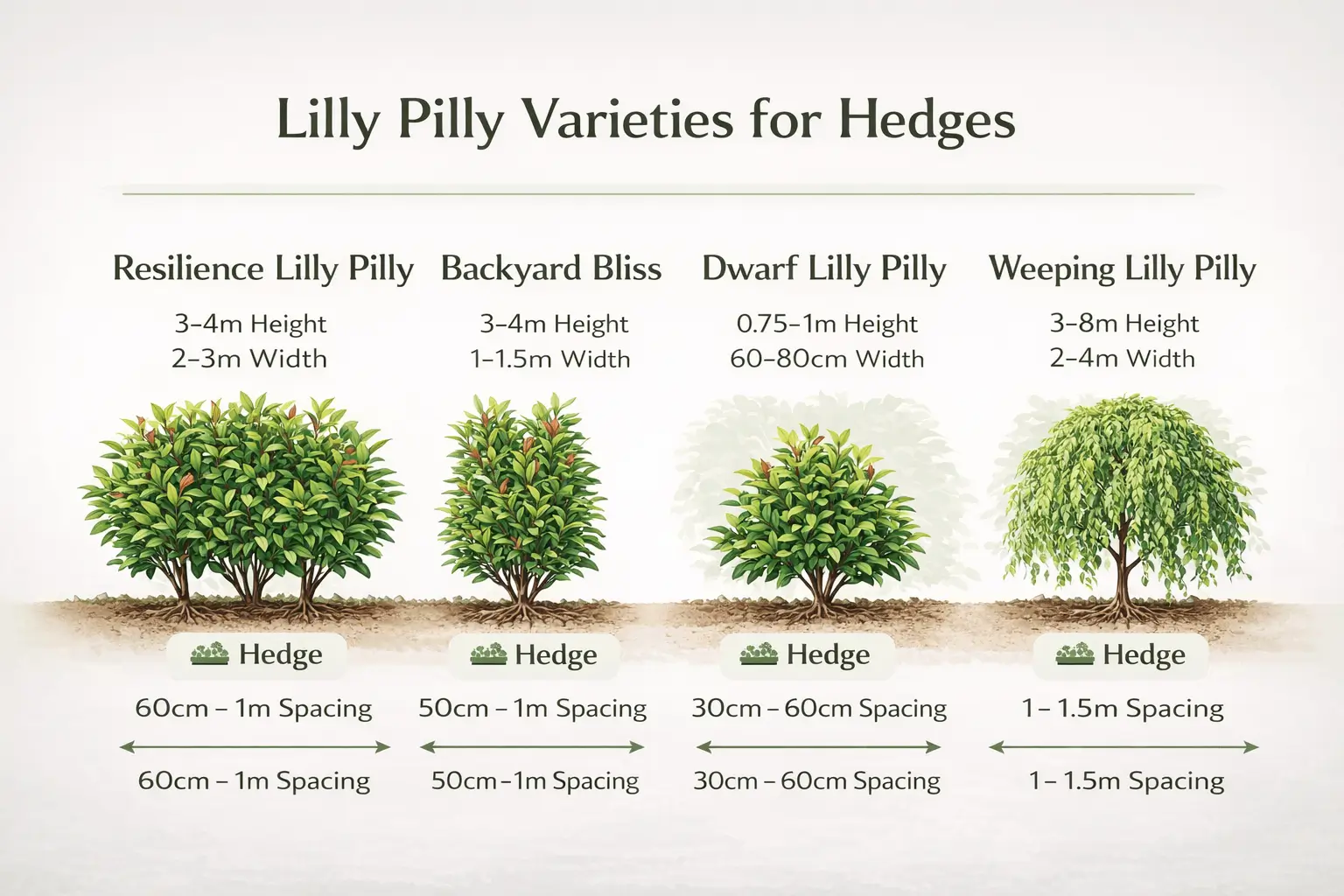 lilly pilly varieties comparison hedge plants