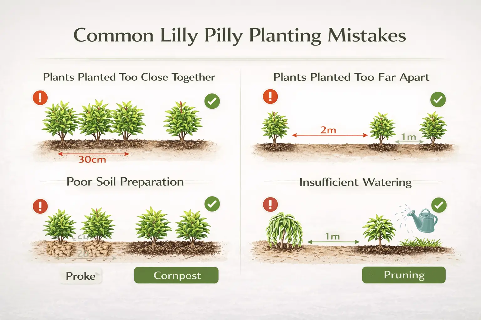 common mistakes planting lilly pilly hedge infographic
