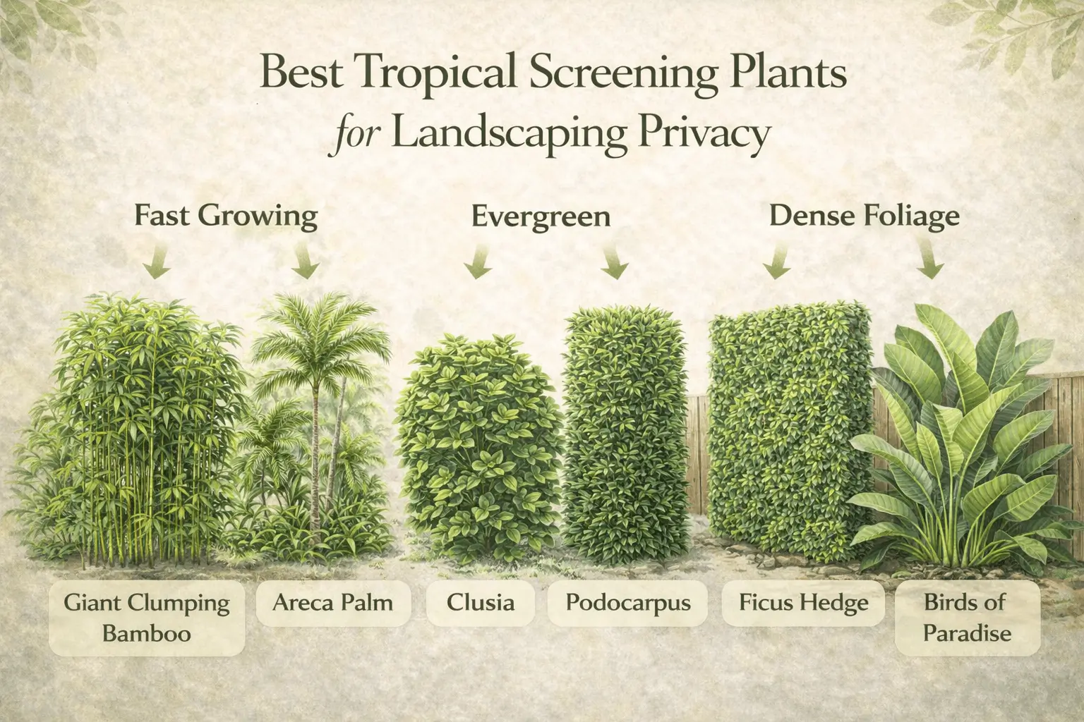 best tropical screening plants used for garden privacy and tropical hedging landscapes