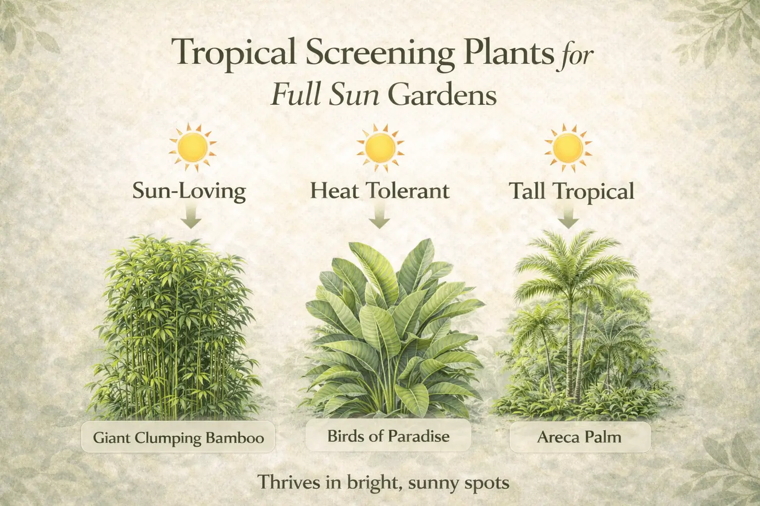 tropical screening plants that thrive in full sun garden conditions