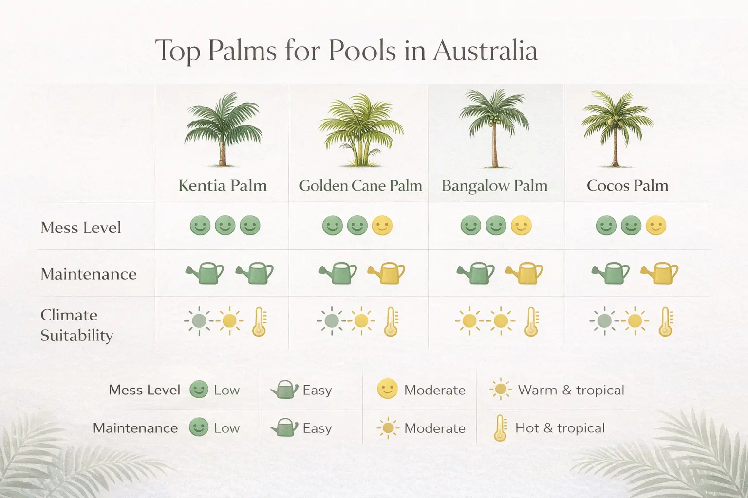 best palm trees around pools australia