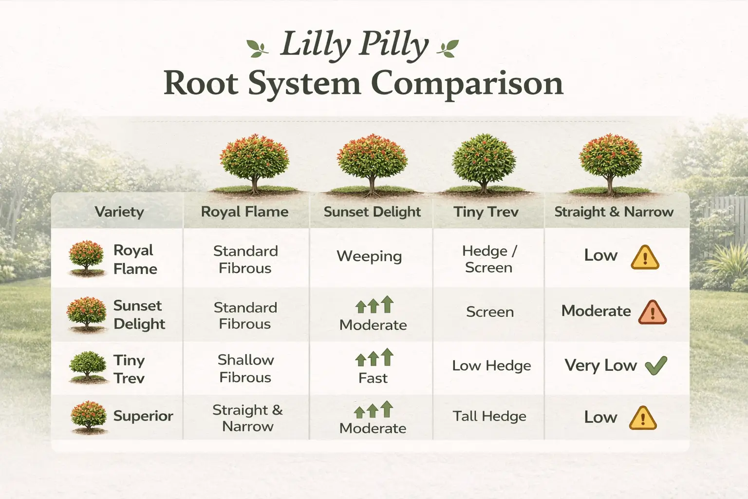 do lilly pillies have invasive roots