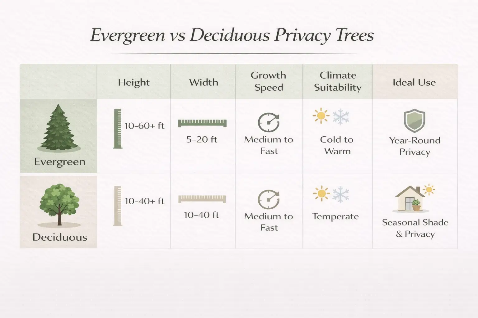 fast growing trees for privacy