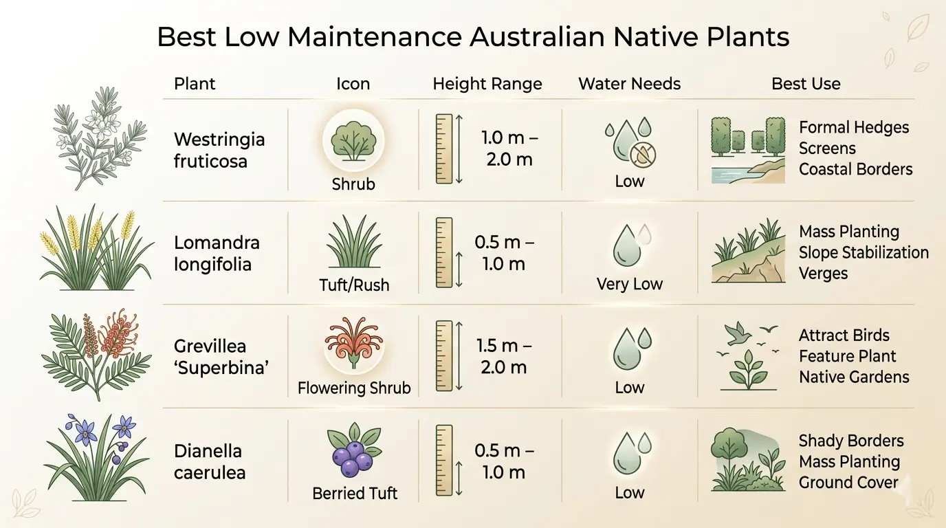 low maintenance front yard australian native garden design
