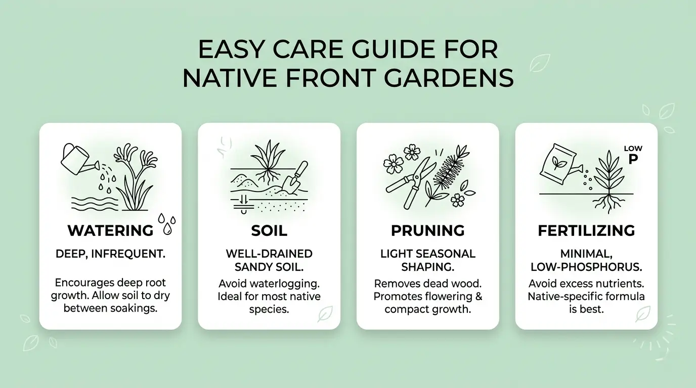 low maintenance front yard australian native garden design