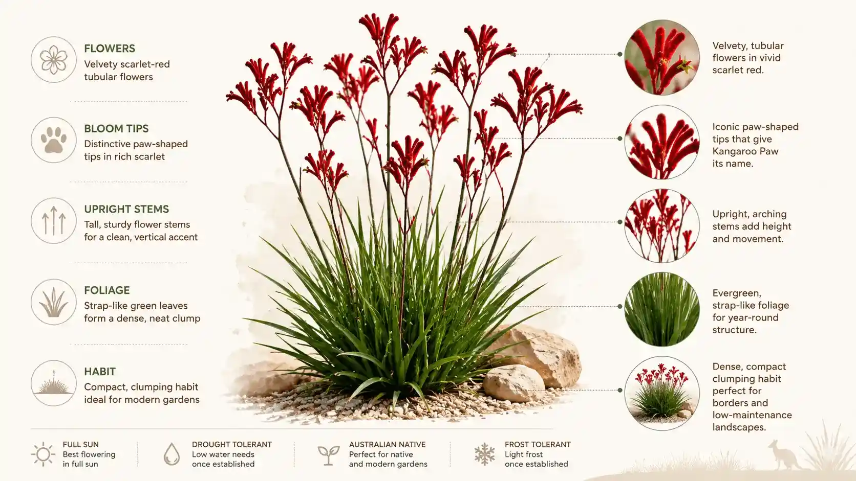 kangaroo paw landscape scarlet