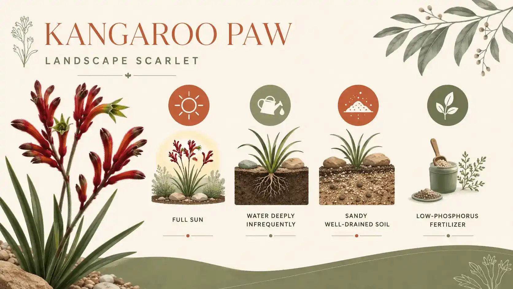 kangaroo paw landscape scarlet