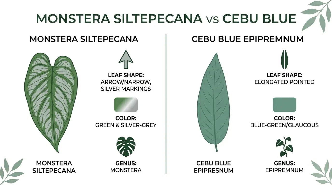 monstera siltepecana vs cebu blue