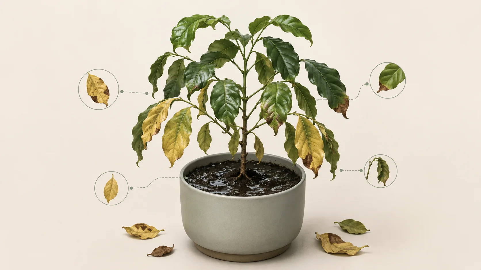 overwatered coffee plant
