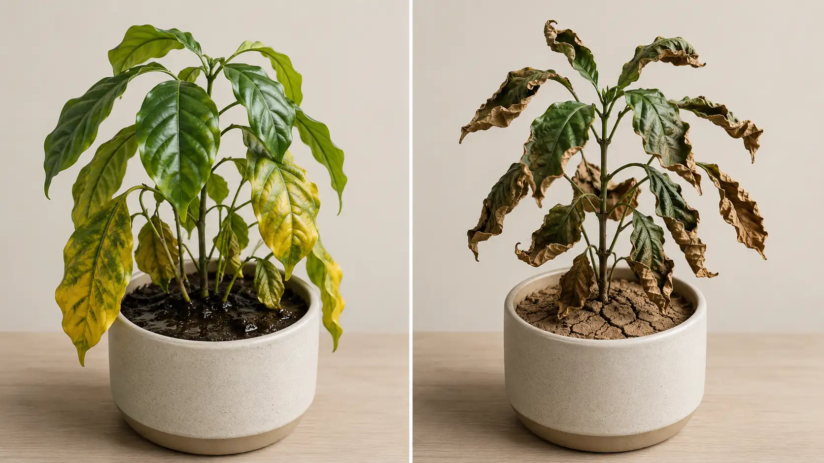 overwatered coffee plant