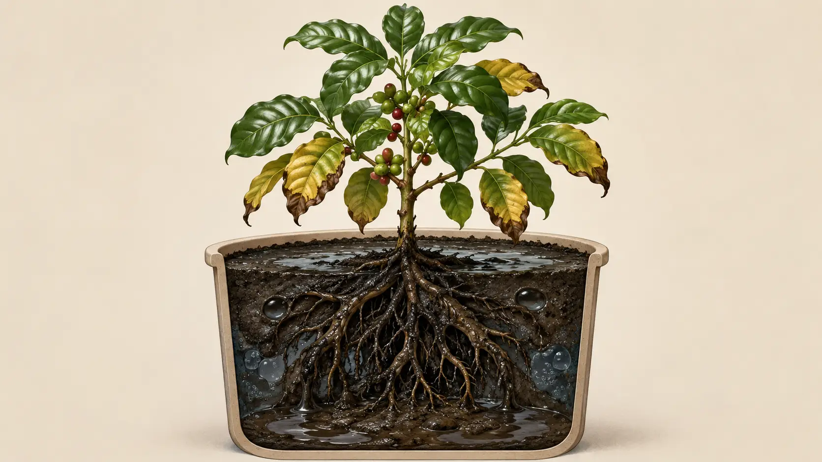 overwatered coffee plant