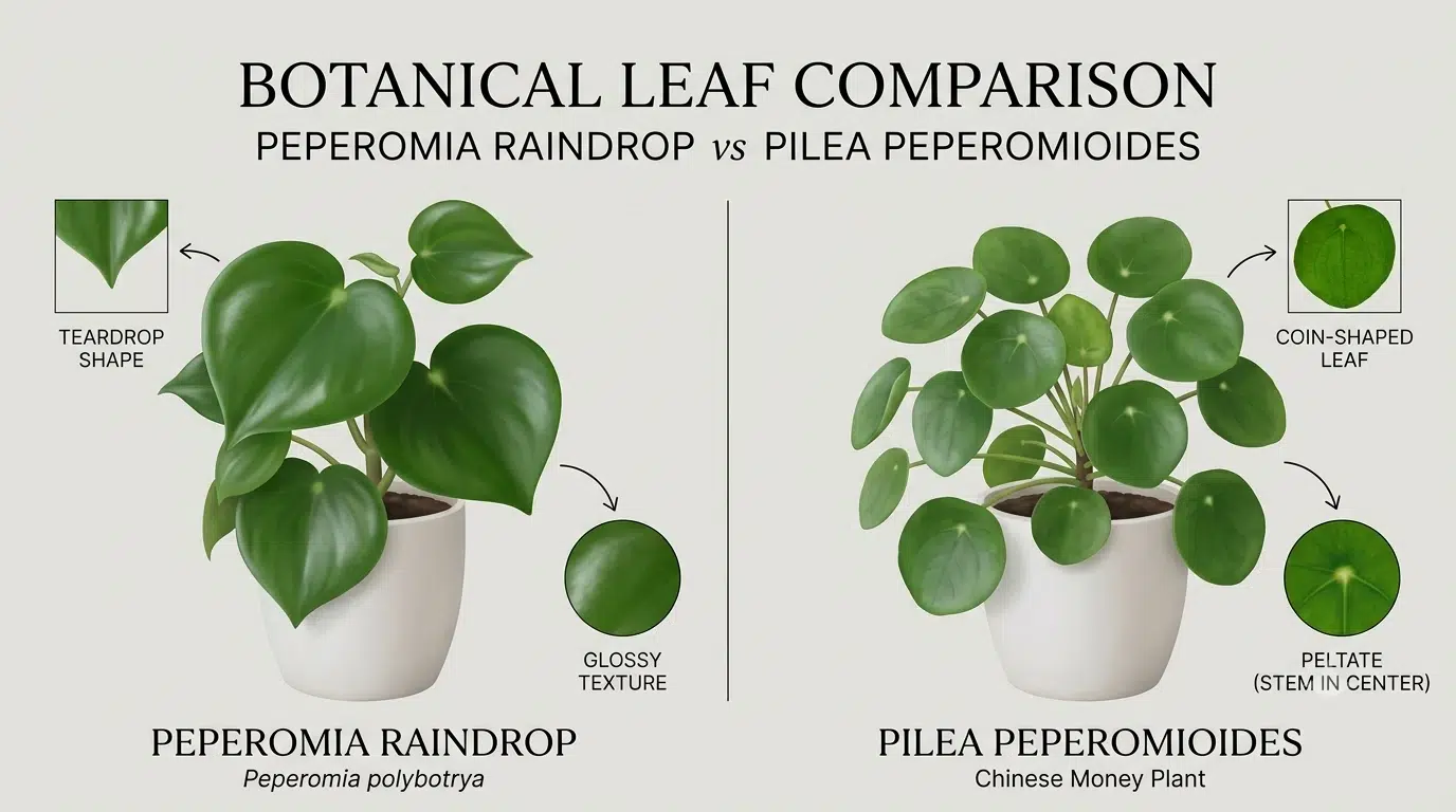 peperomia raindrop vs pilea