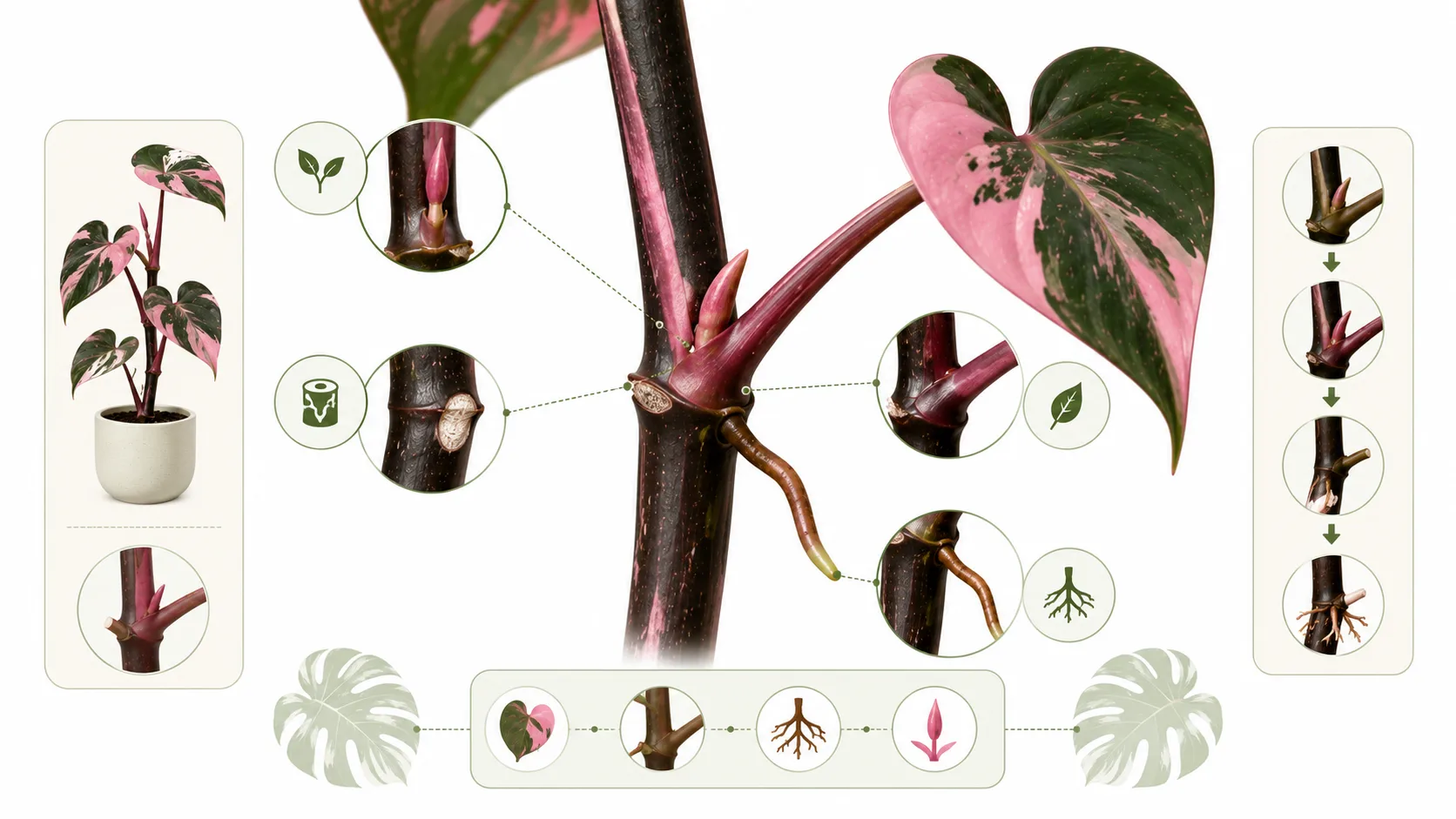 pink princess philodendron node