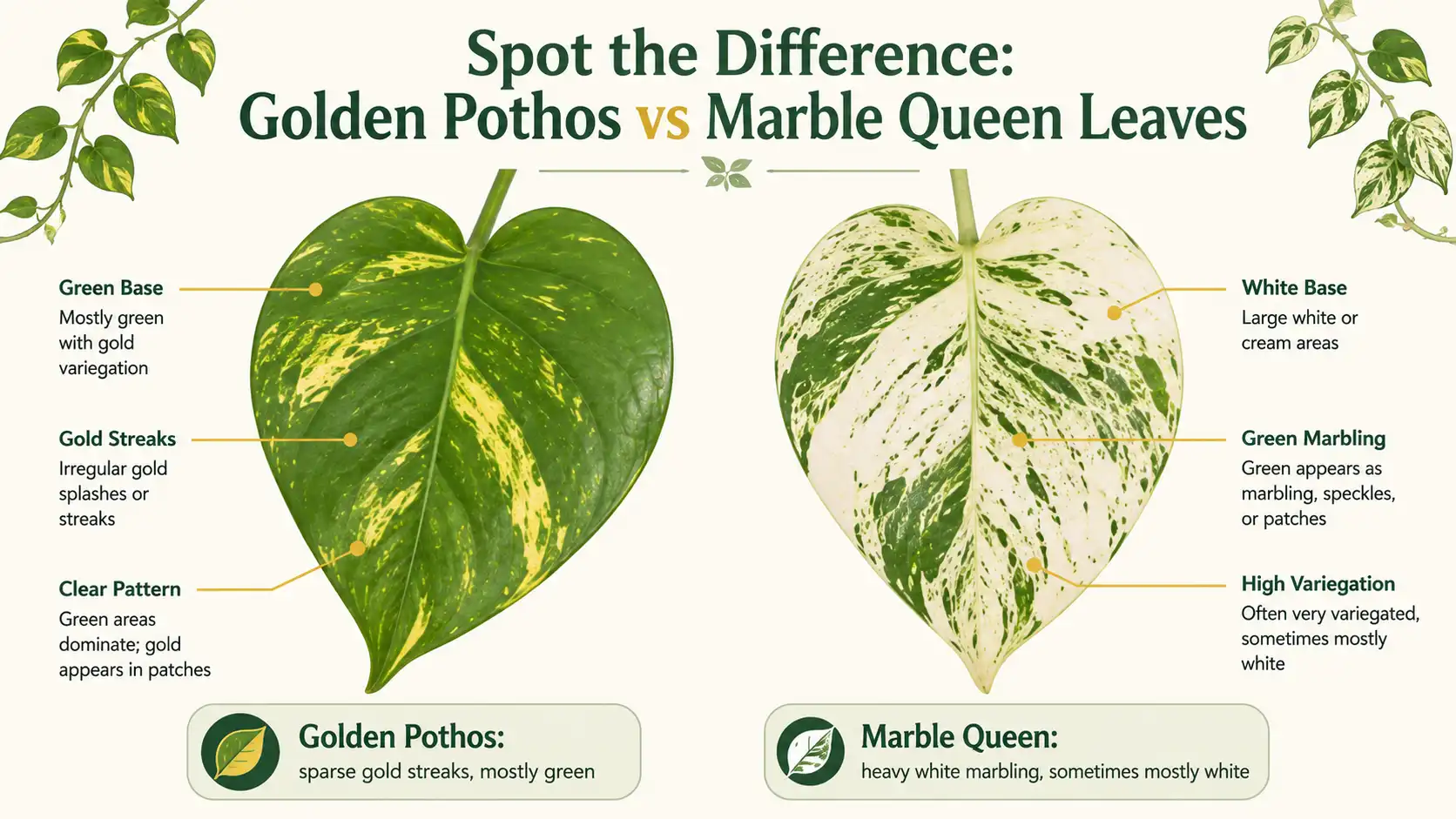 golden pothos vs marble queen