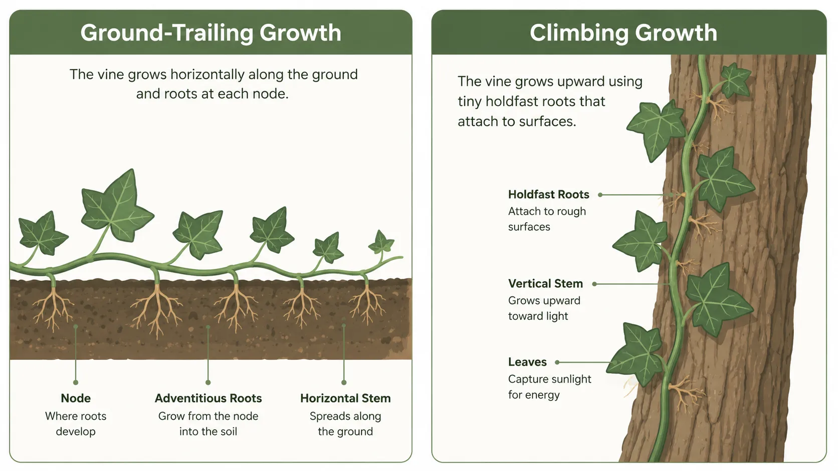 ivy and ground trailing vines