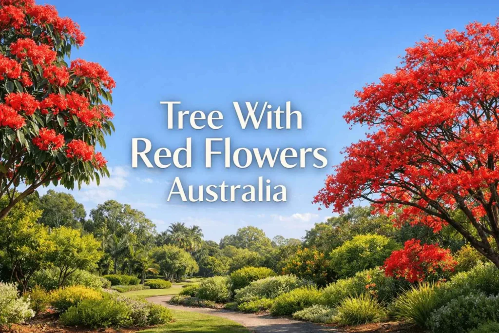 tree with red flowers australia