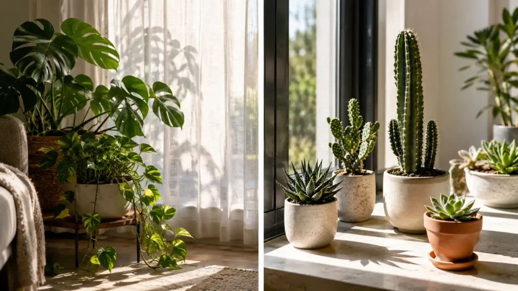 bright indirect light vs direct sunlight which is better for houseplants