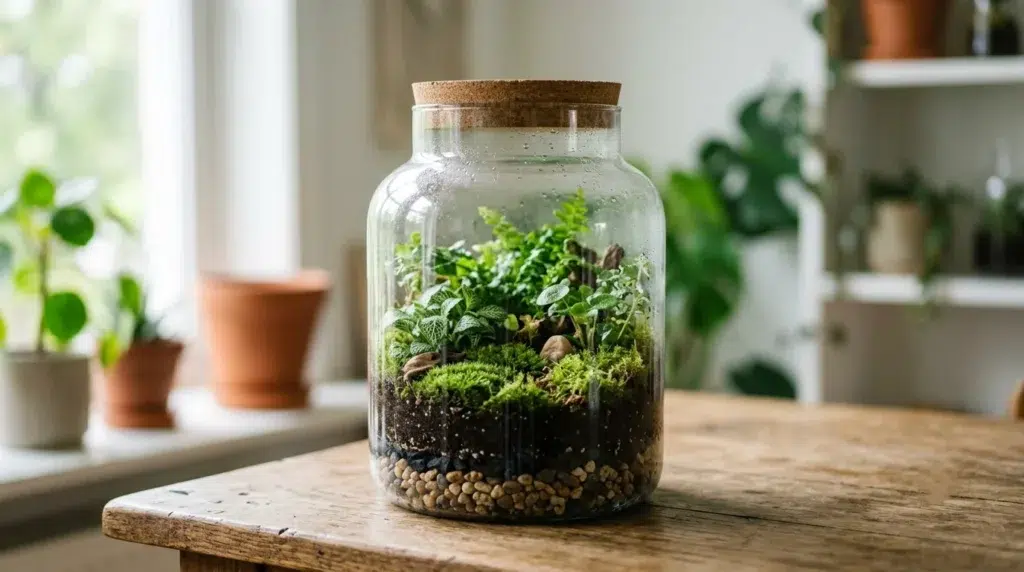 closed diy terrarium layers