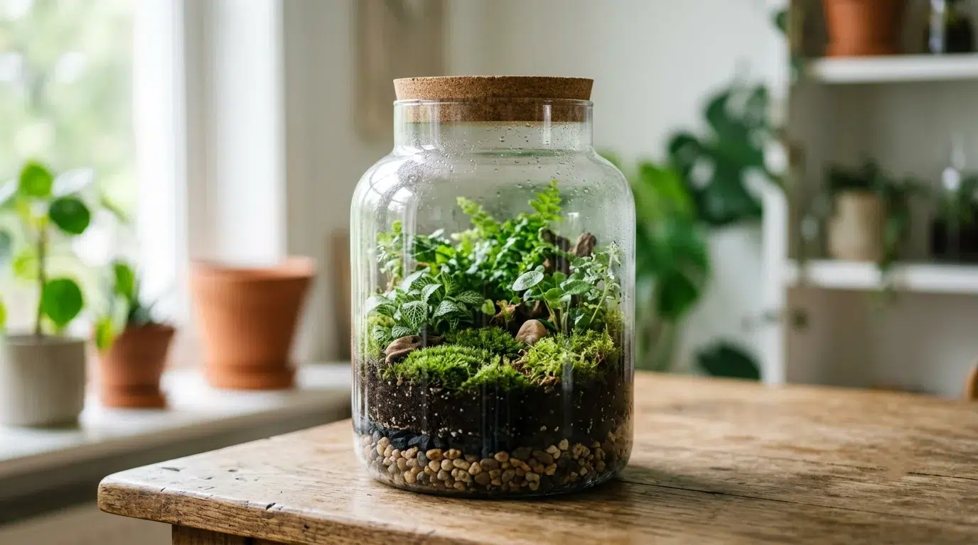 closed diy terrarium layers