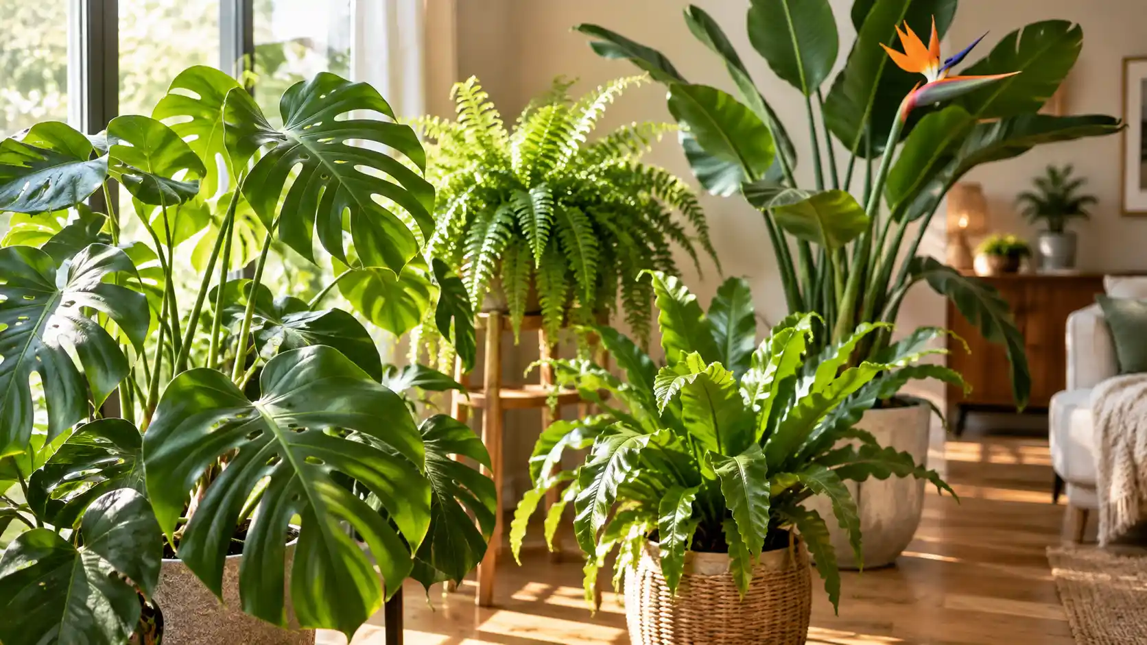 ferns and large foliage